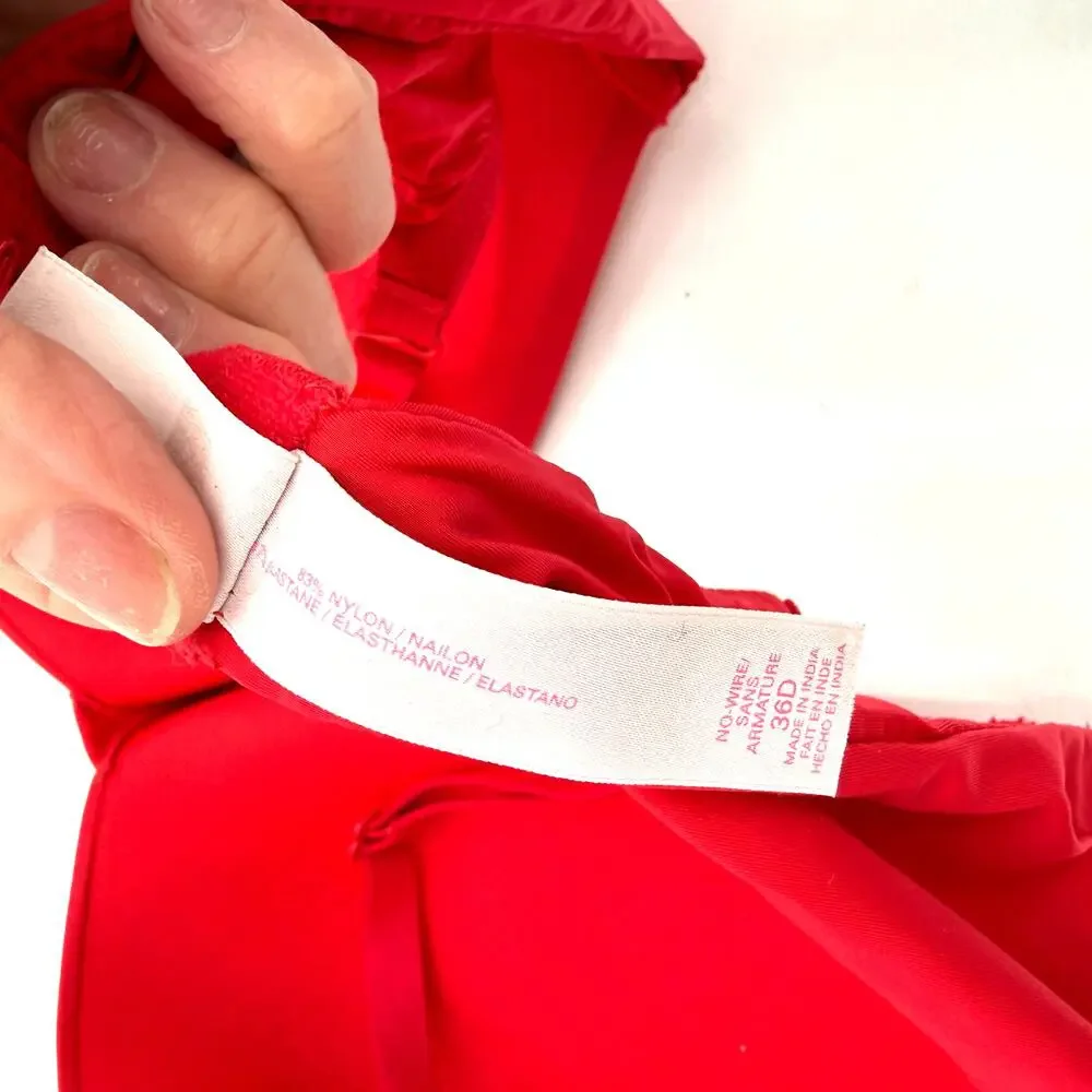 Victoria's Secret Red Wireless No Wire Bra Size 36D